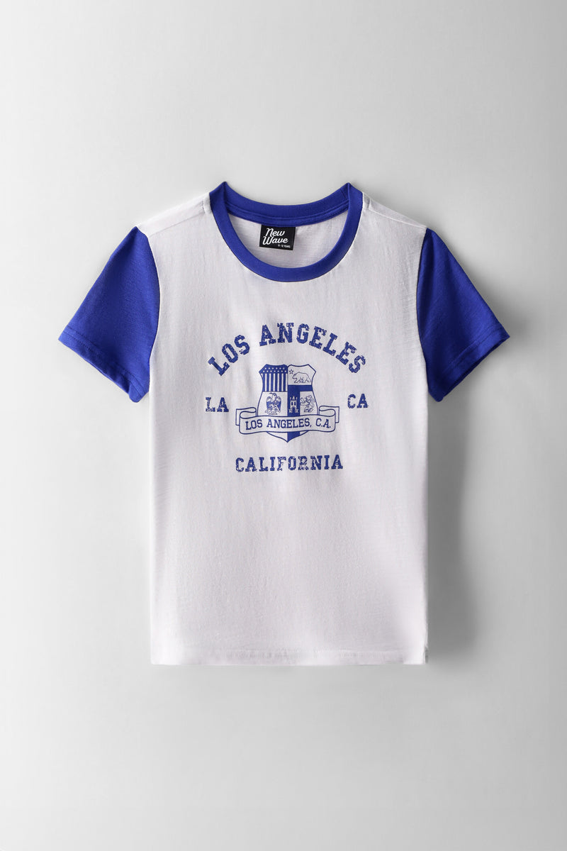 Girls 2Tone County Fitted Tee - White/Blue