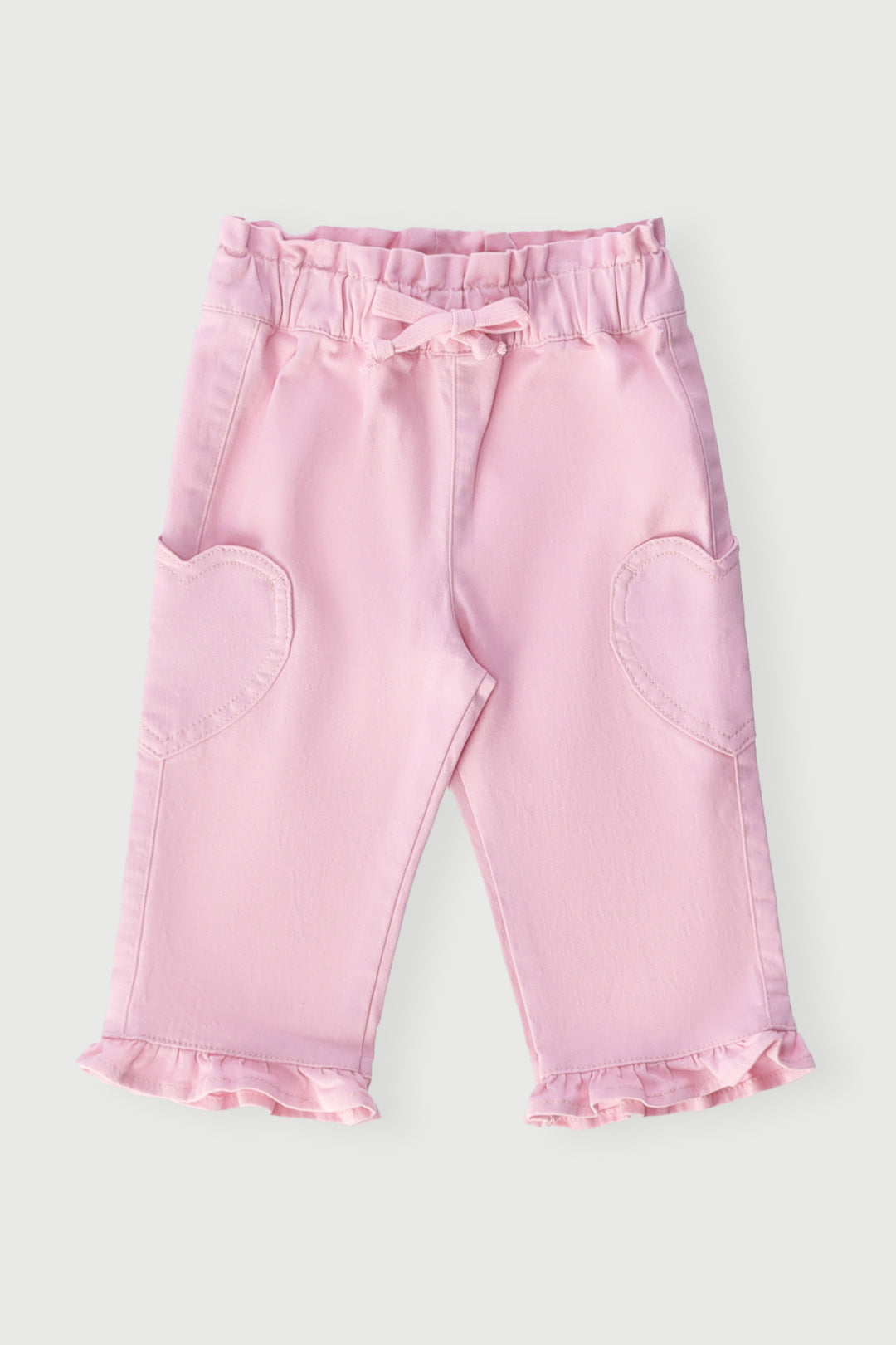 Baby Girls Heart Pocket Wide Leg Pants - Pink