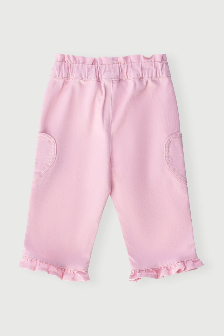 Baby Girls Heart Pocket Wide Leg Pants - Pink