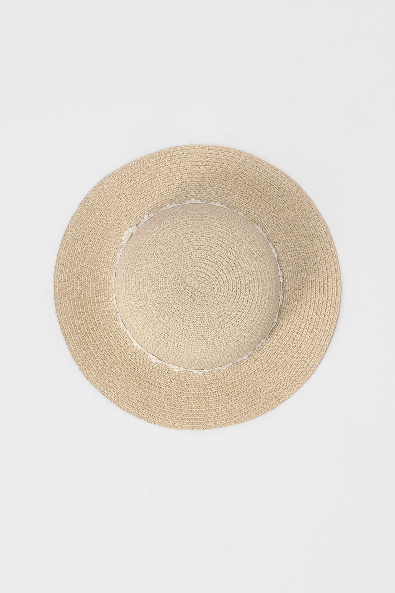 Girls Flowers Sun Hat - Nude