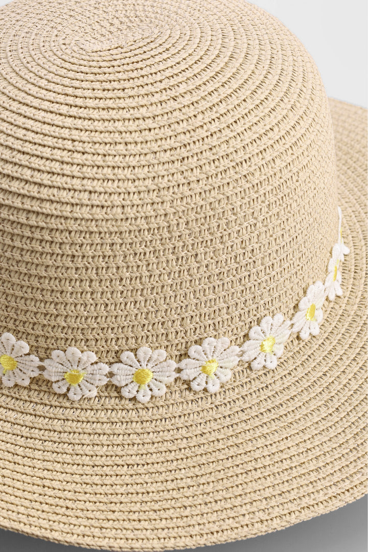 Girls Flowers Sun Hat - Nude