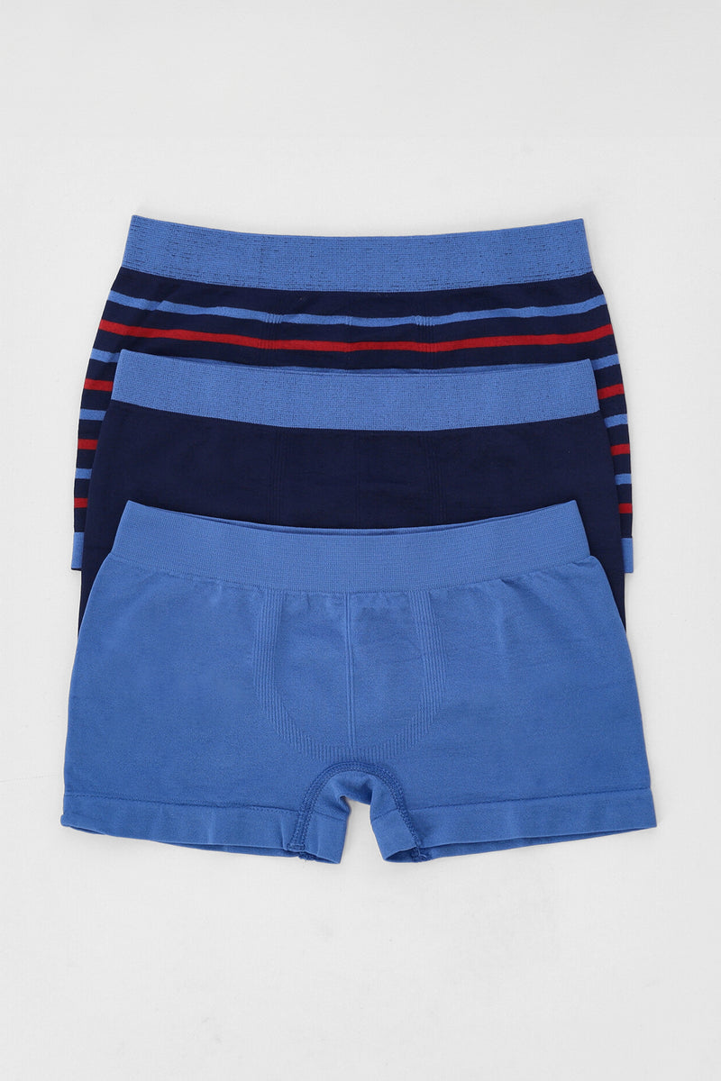 Pre-Boys 3 Pack Summer Seamless Boxers - Blue