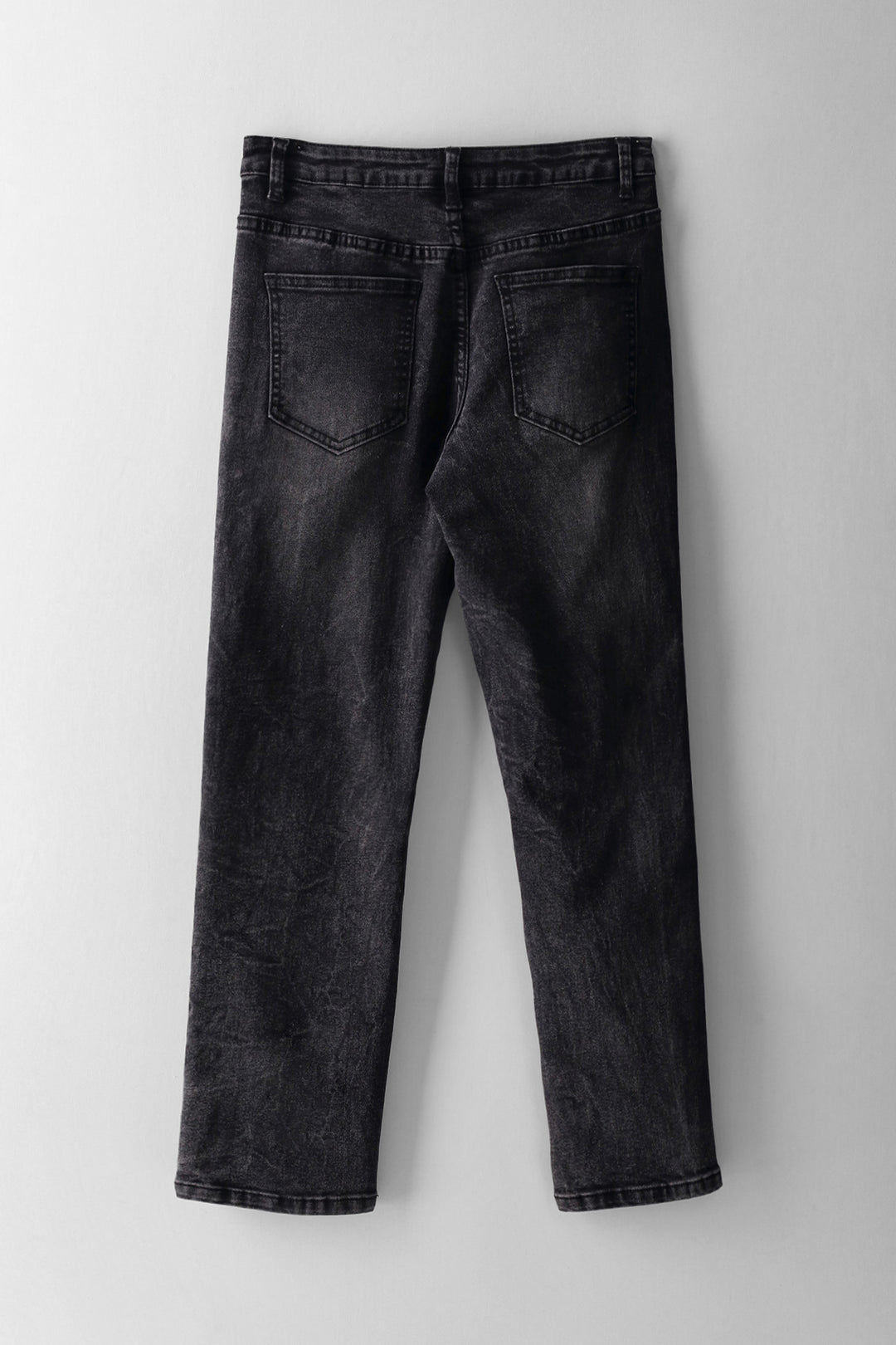 Boys Acid Wash Abraised Skinny Denim - Black
