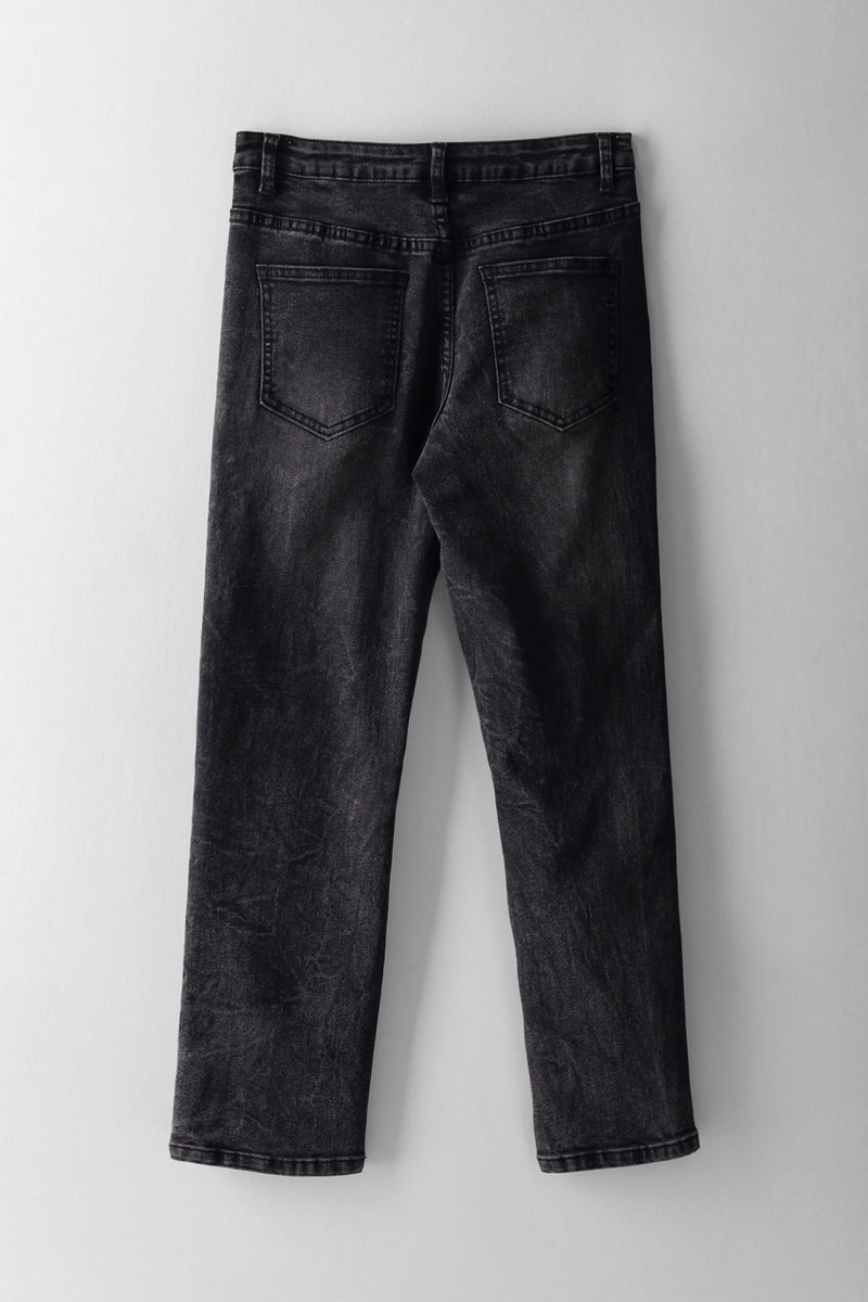 Boys Acid Wash Abraised Skinny Denim - Black