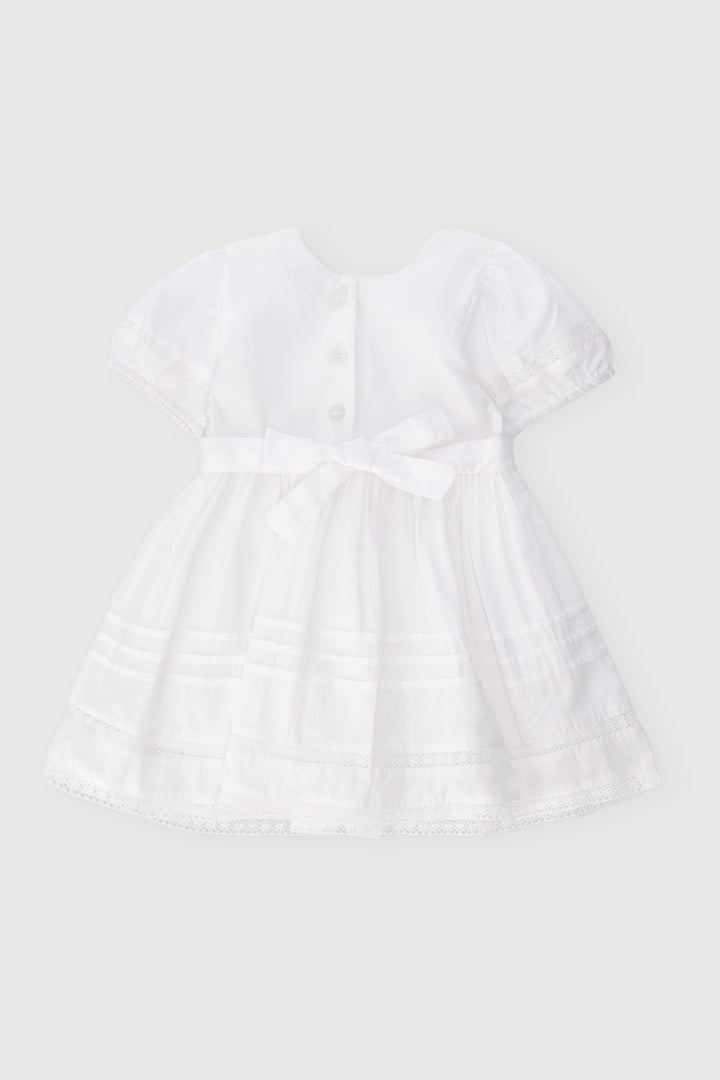 Keedo Baby Girls Collared Embroidery Dress - White