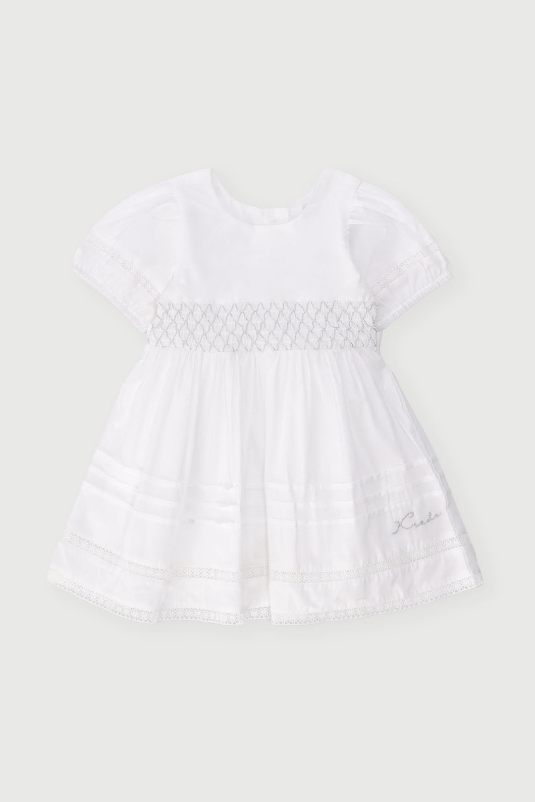 Keedo Baby Girls Collared Embroidery Dress - White