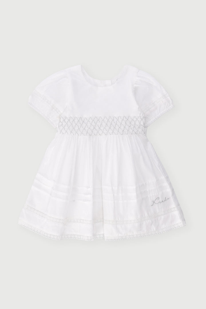 Keedo Baby Girls Collared Embroidery Dress - White