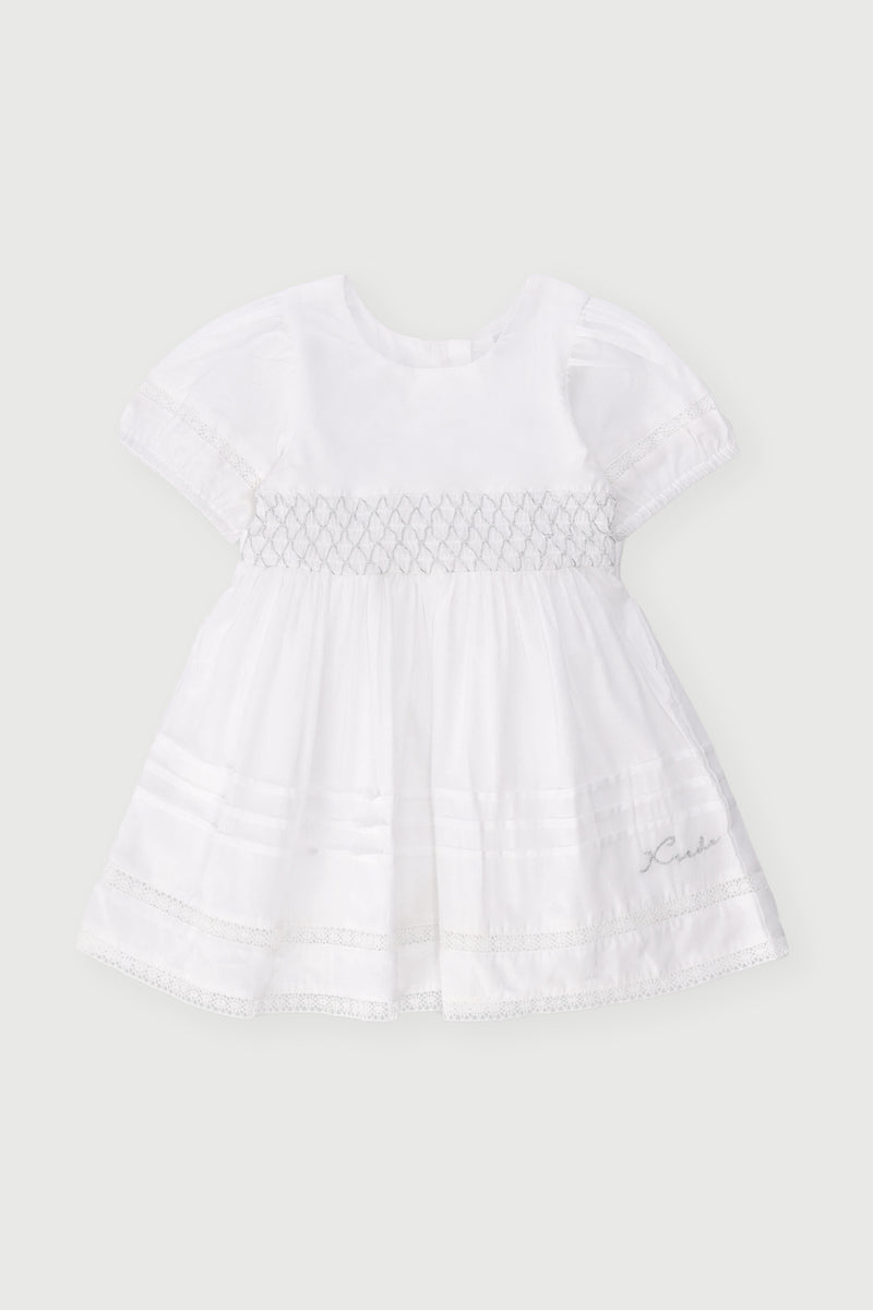 Keedo Baby Girls Collared Embroidery Dress - White