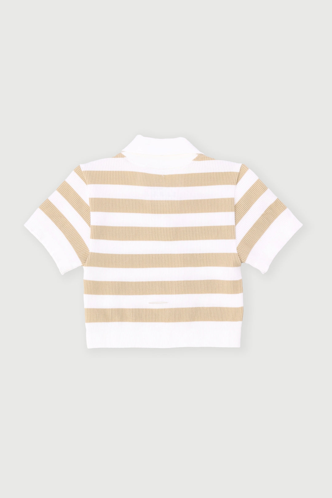 Pre-Girls Short Sleeve Seamless Golfer - Stone/White