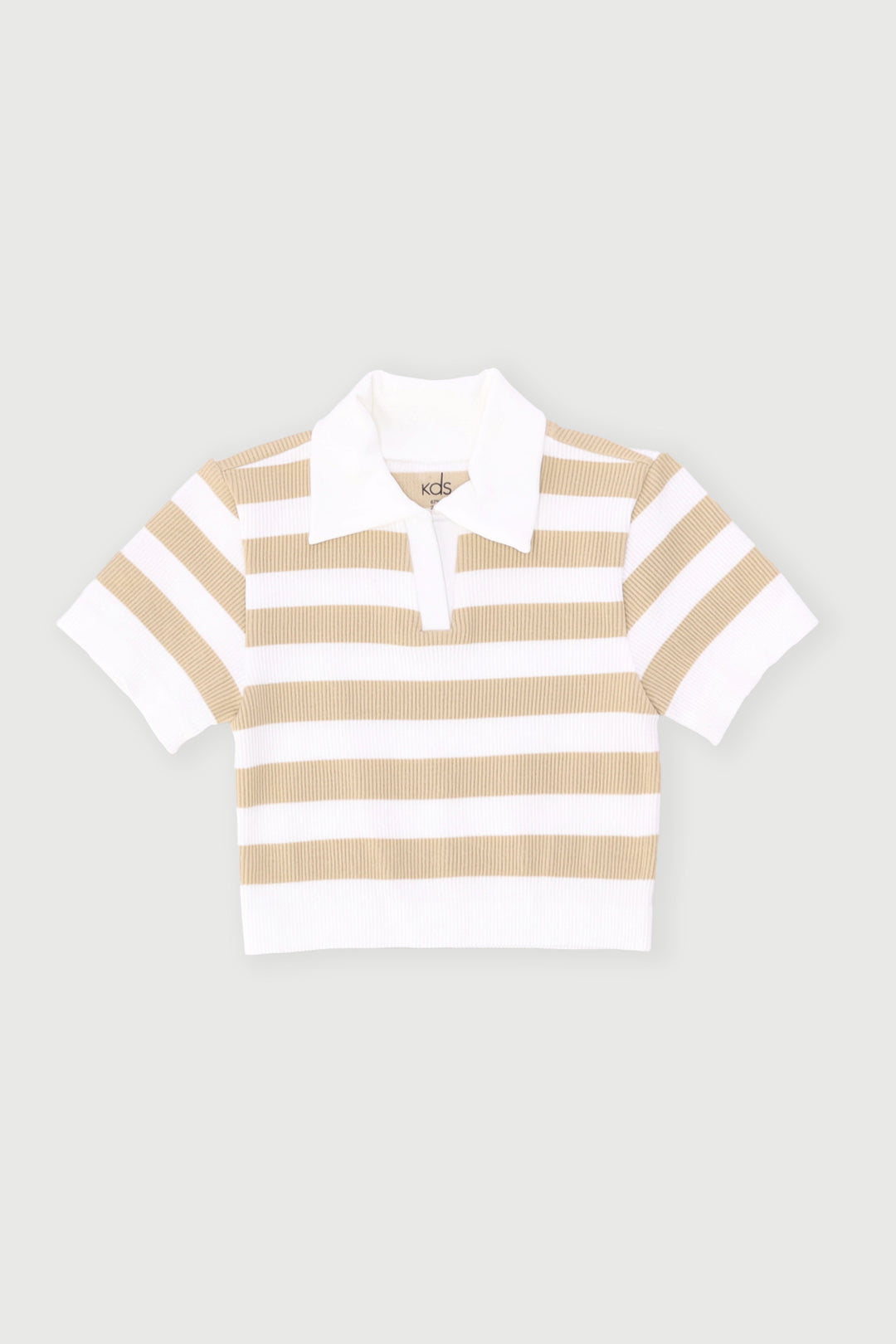 Pre-Girls Short Sleeve Seamless Golfer - Stone/White
