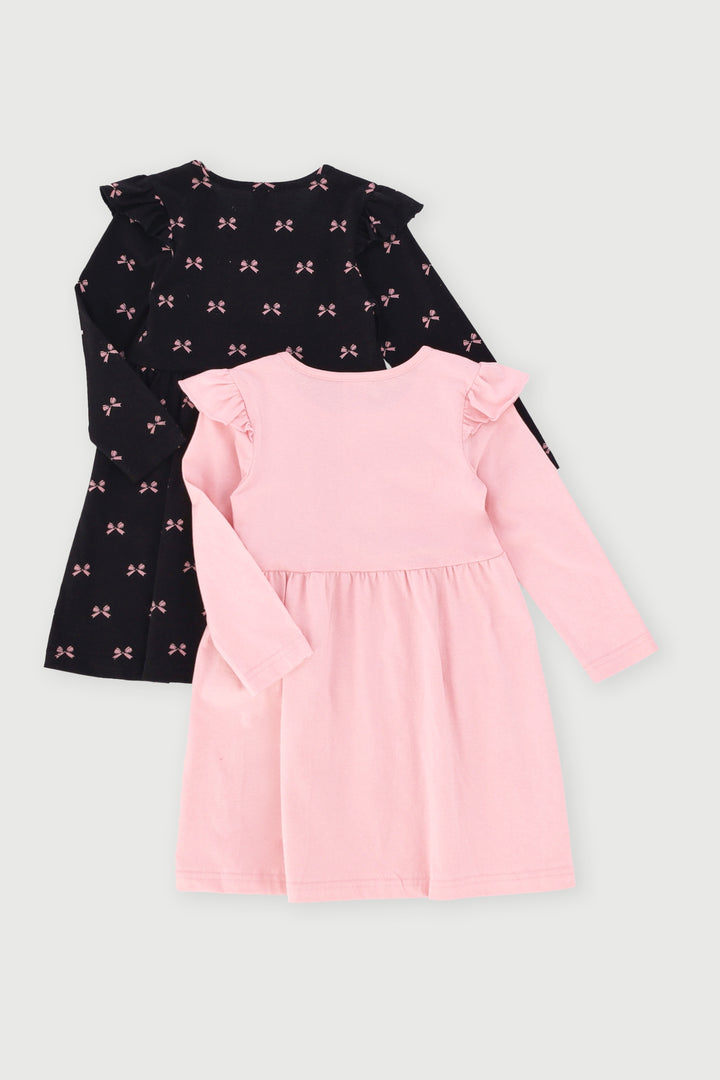 Pre-Girls 2 Pack Long Sleeve Knit Dress - Blush