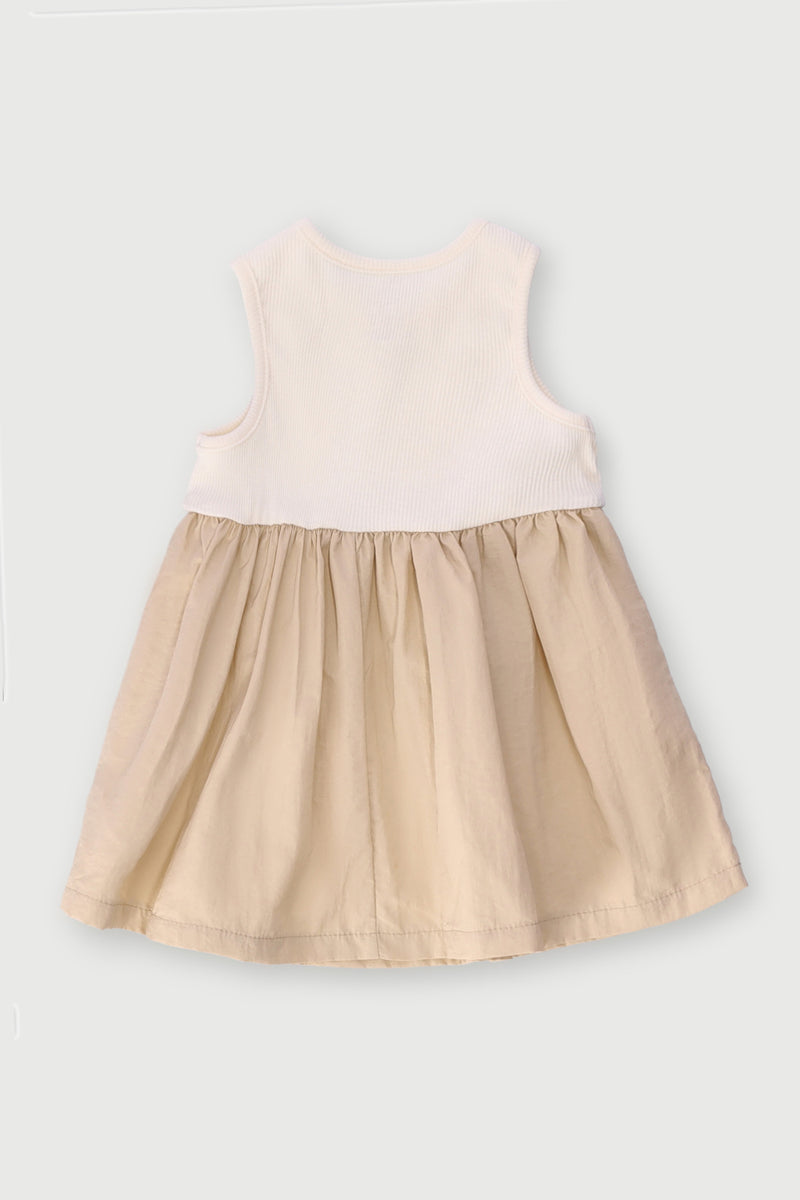 Baby Girls Parachute Combo Dress - Cream