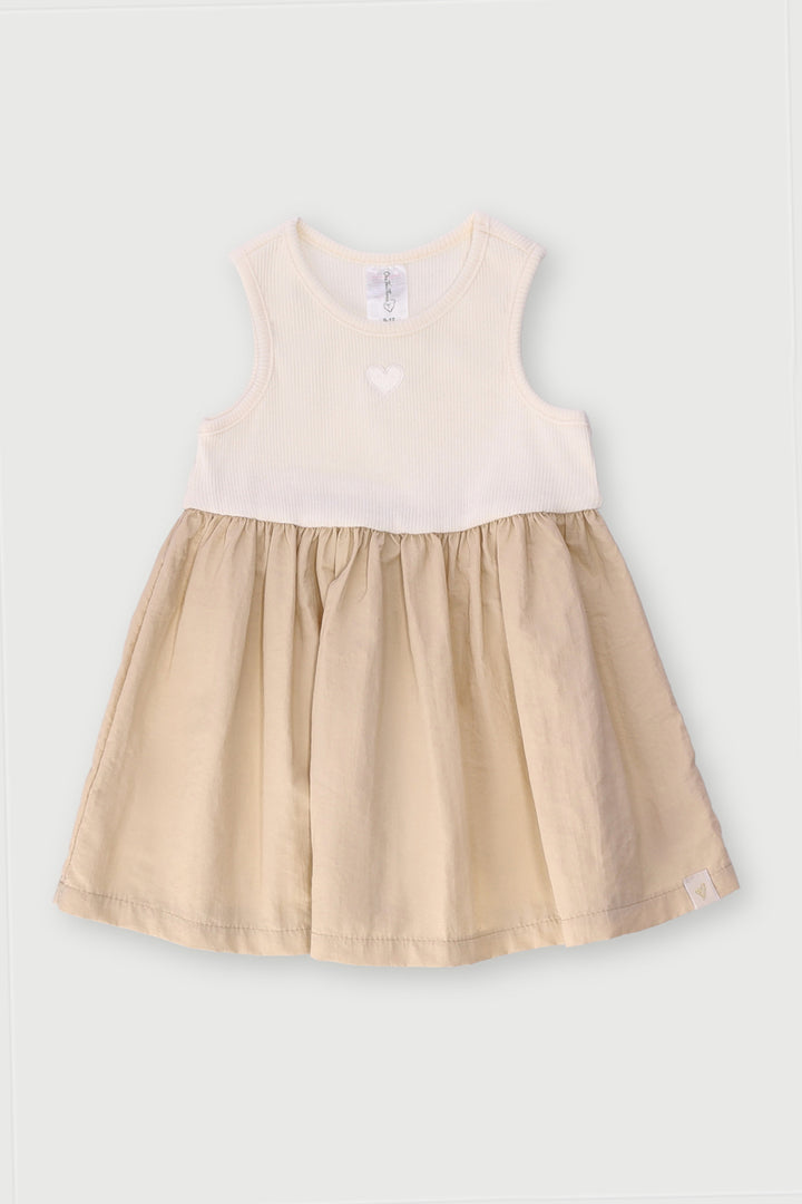 Baby Girls Parachute Combo Dress - Cream