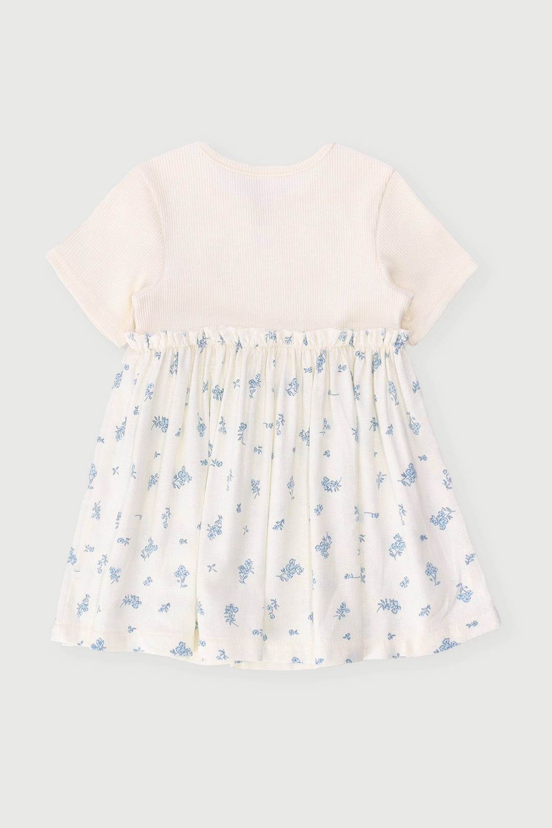 Baby Girls Floral Combo Dress - Cream