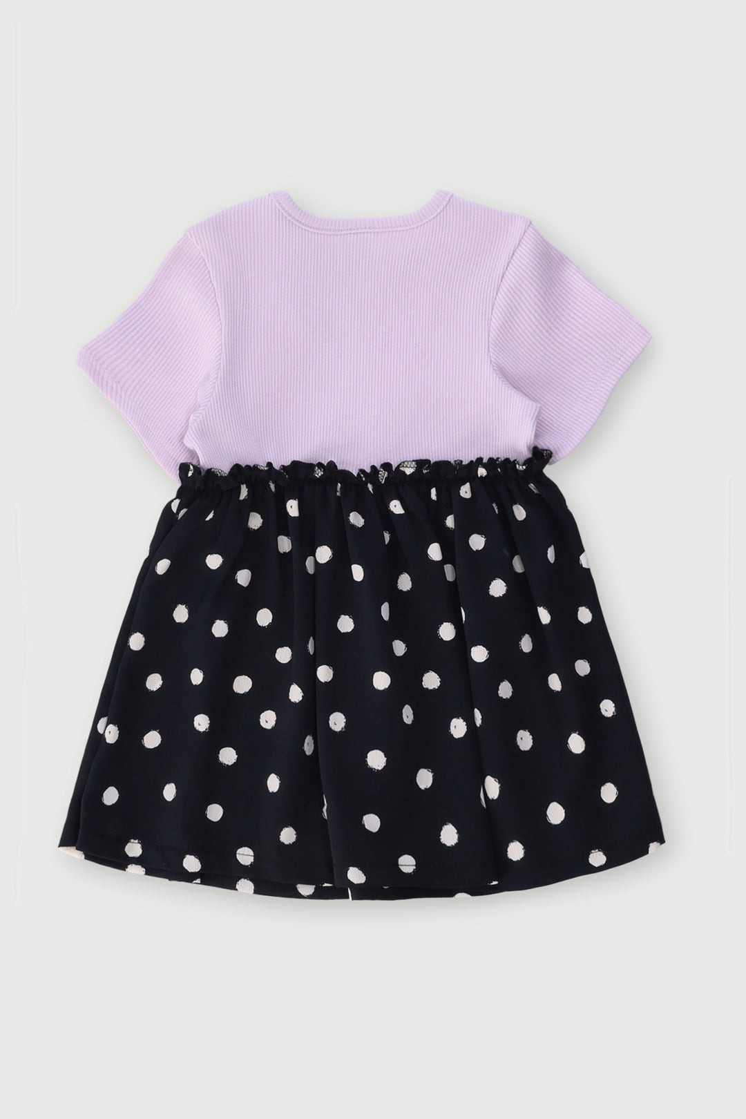 Baby Girls Spots Combo Dress - Lilac