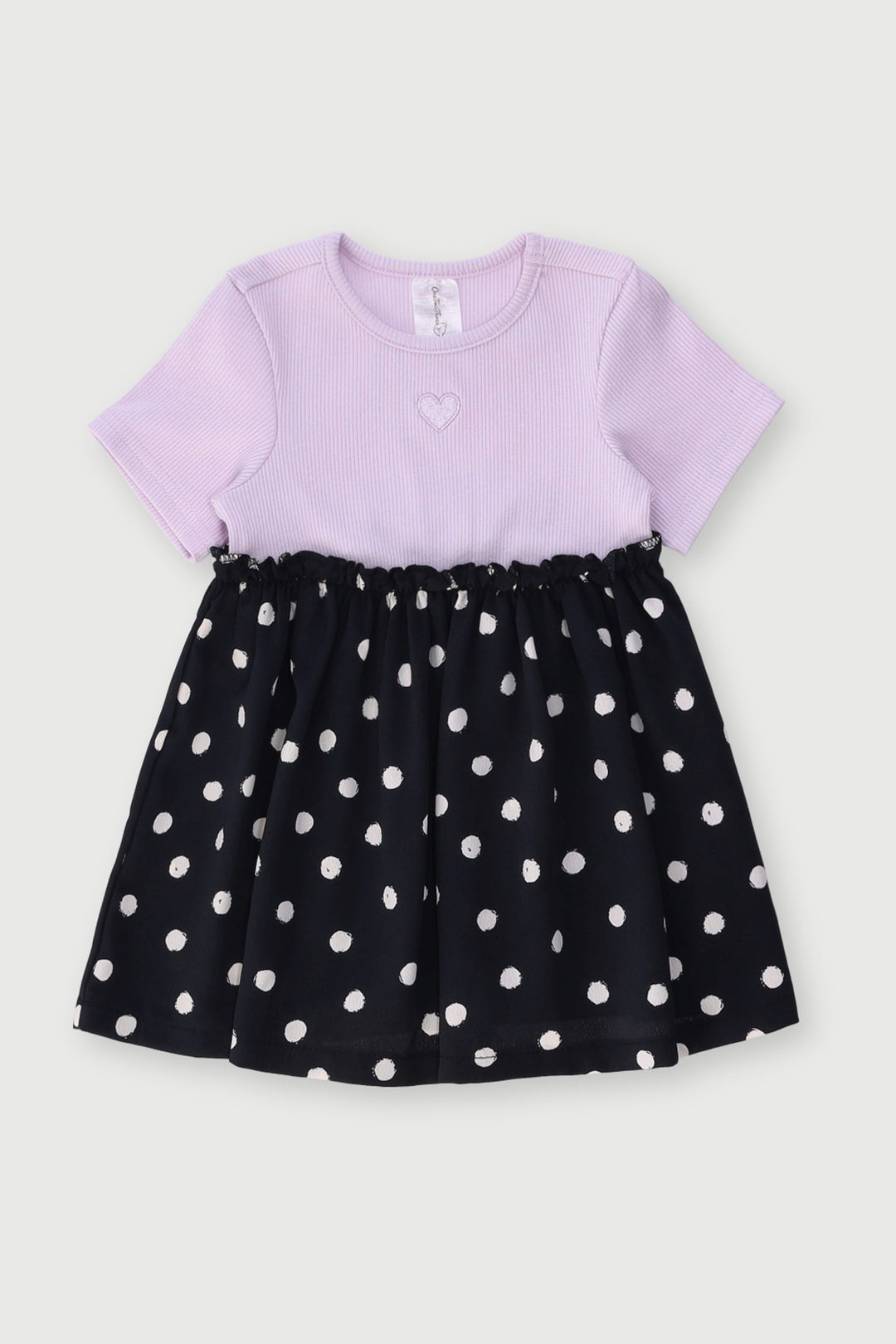 Baby Girls Spots Combo Dress - Lilac