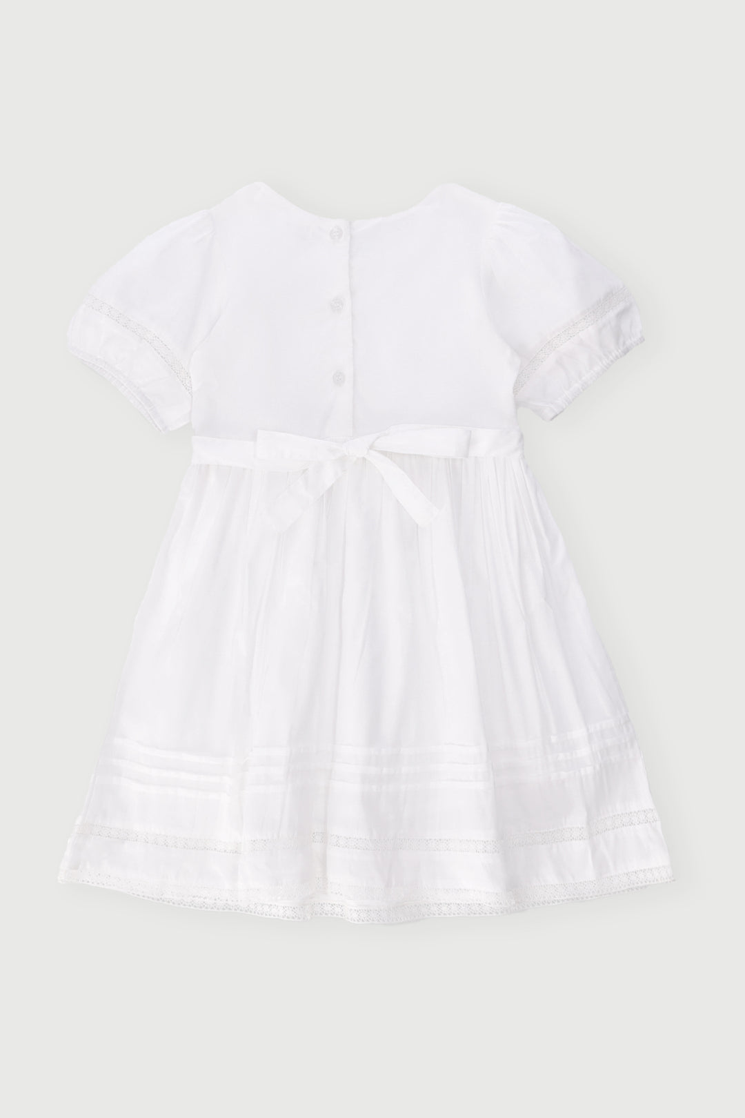 Keedo Girls Collared Embroidery Dress - White