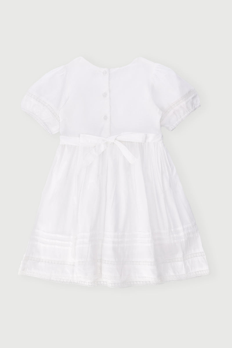 Keedo Girls Collared Embroidery Dress - White