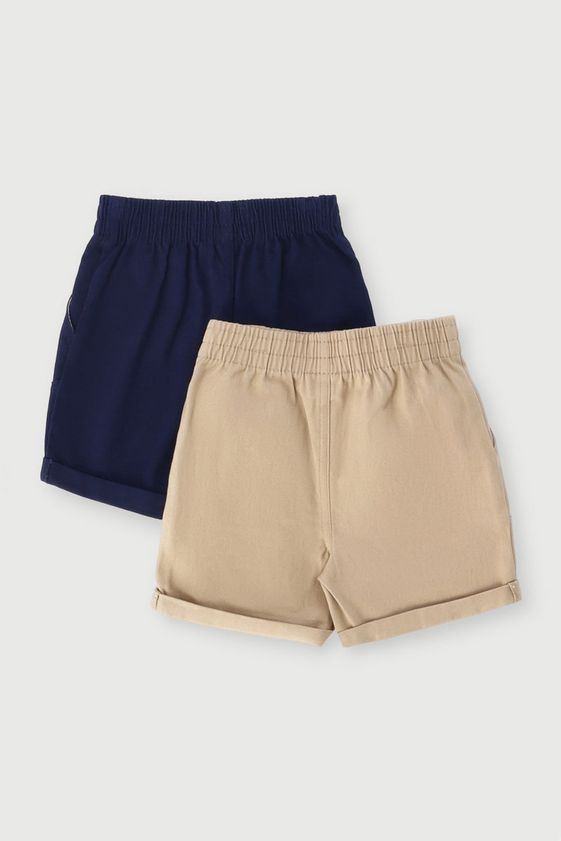 Baby Boys 2 Pack Twill Short - Stone