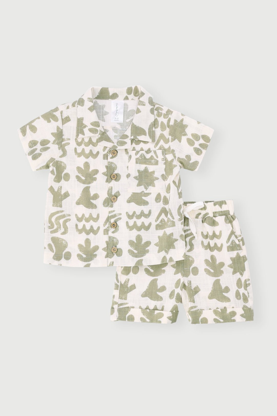 Baby Boys Print Cotton Slub Set - Sage