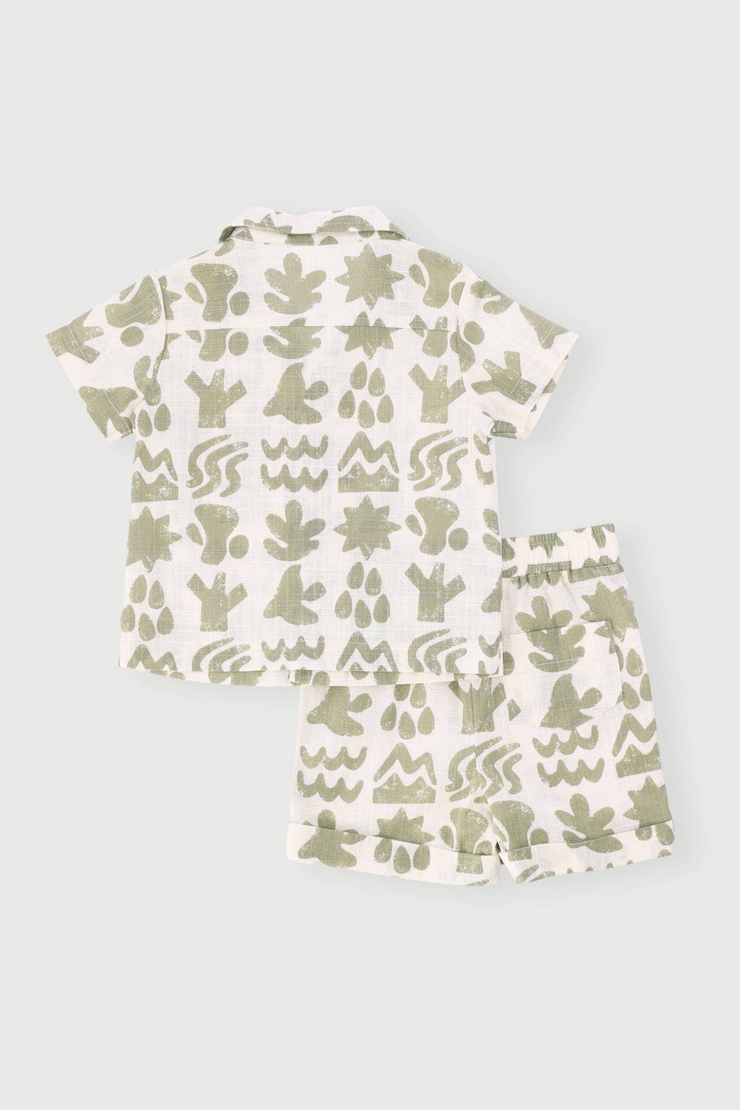 Baby Boys Print Cotton Slub Set - Sage