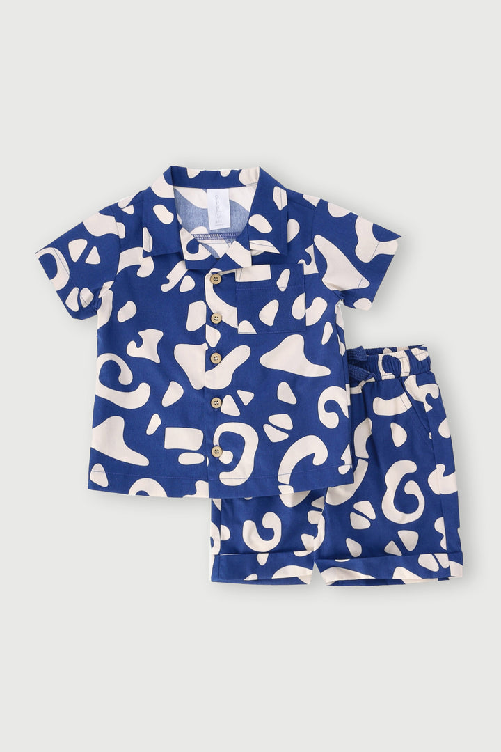 Baby Boys Abstract Woven Set - Cobalt