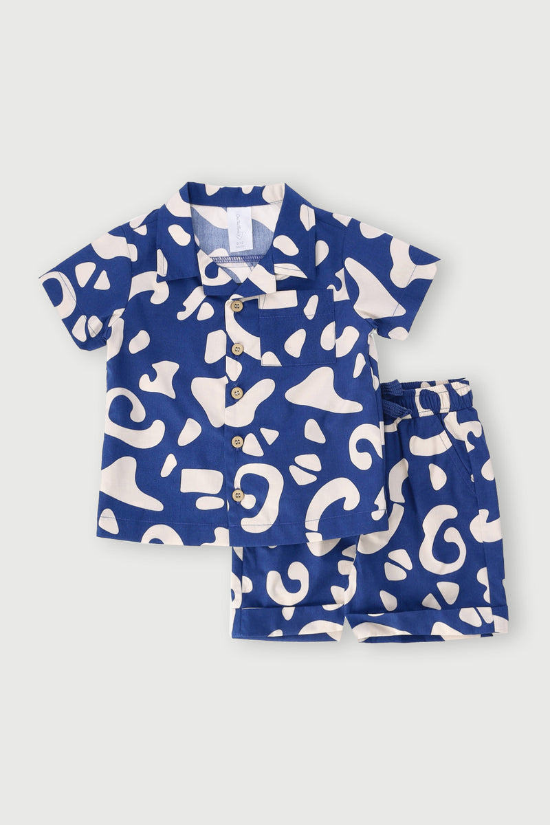 Baby Boys Abstract Woven Set - Cobalt