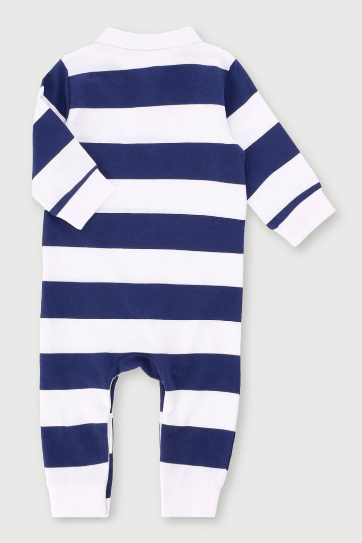 Baby Boys Long Sleeve Stripe Romper - Blue