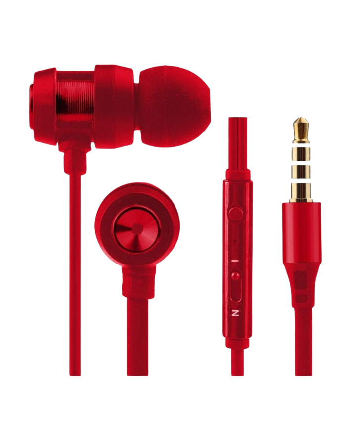 Alloy Series Metal Earphones with Mic Red