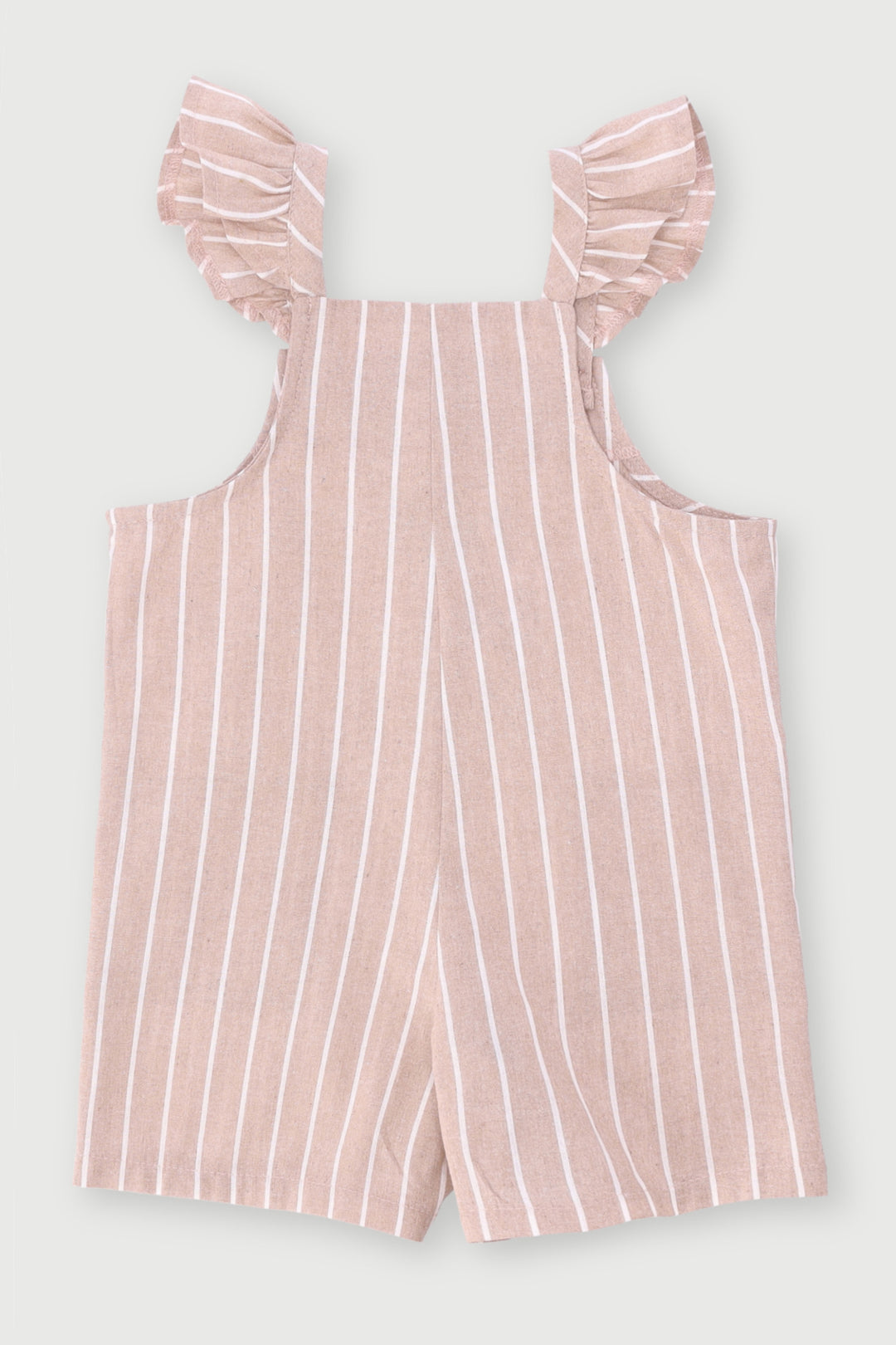 Pre-Girls Linen Stripe Jumpsuit - Stone/White