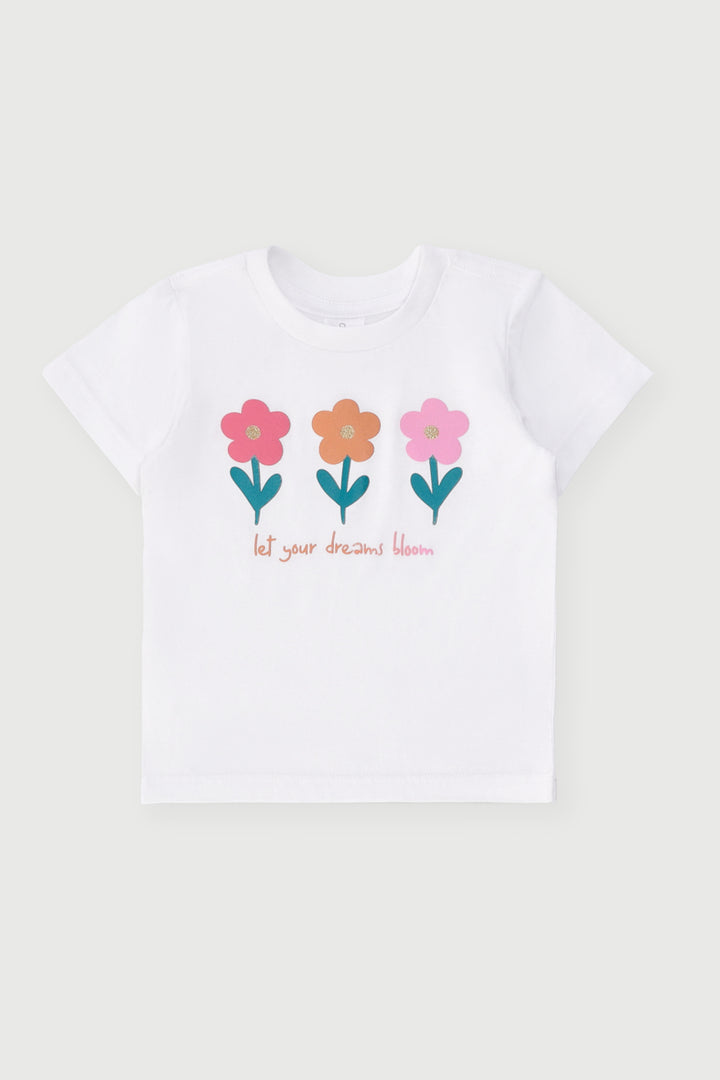 Baby Girls Daisy Foil Tee - White