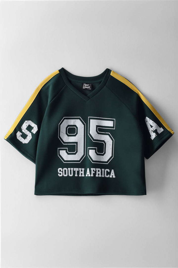 Girls Green & Gold Supporters Tee - Green