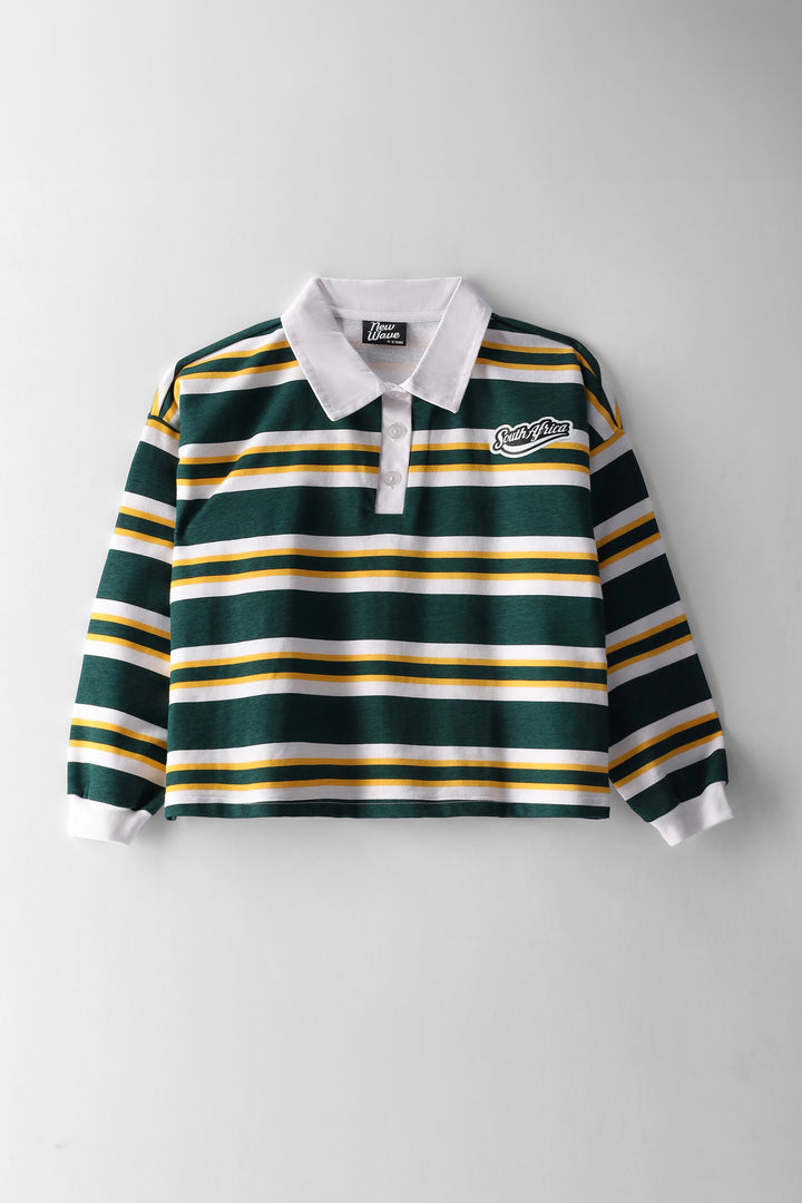 Girls Long Sleeve Stripe Supporters Jersey - Multi