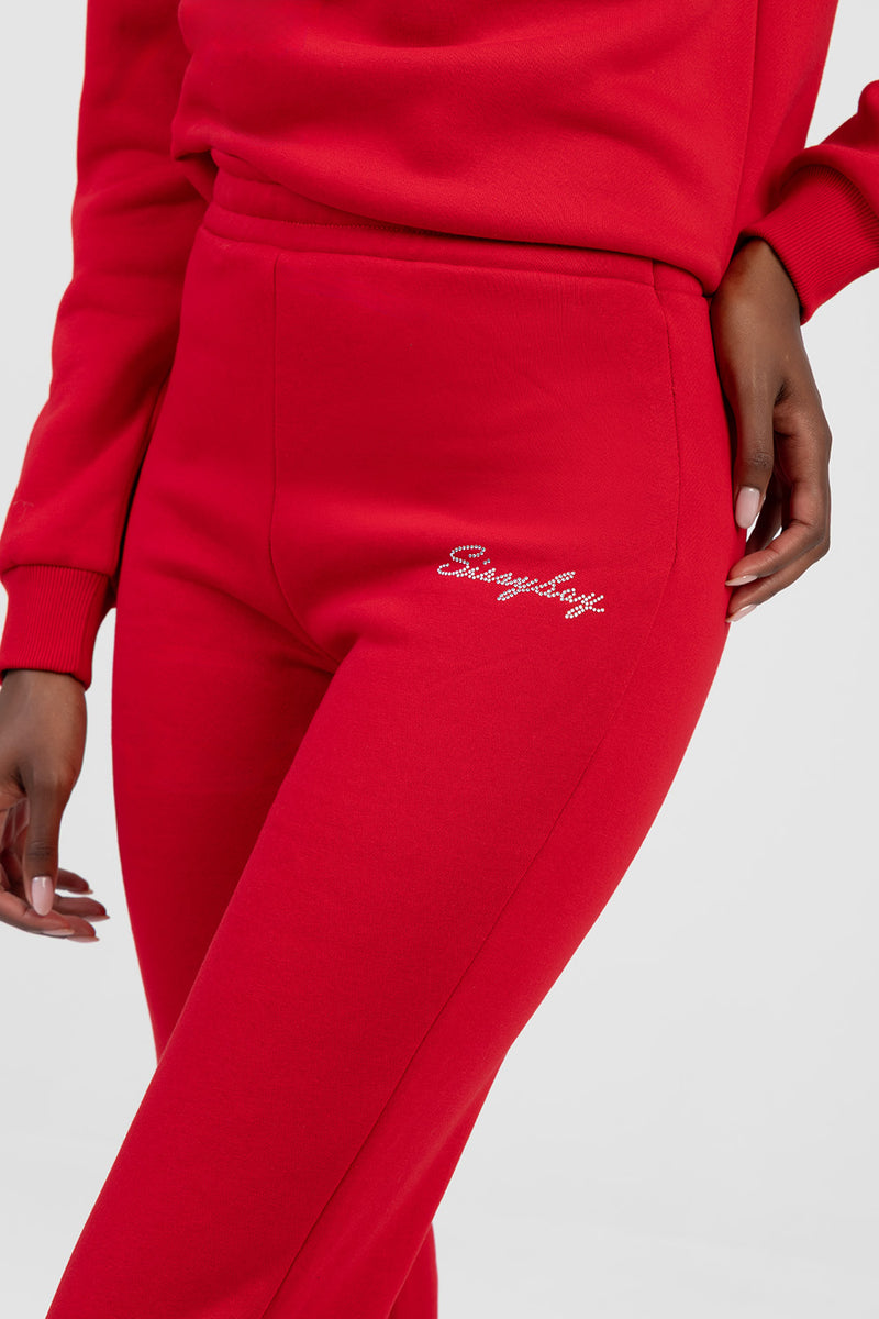 Shake It Up Sequin Detail Athleisure Tracksuit Pants - Red