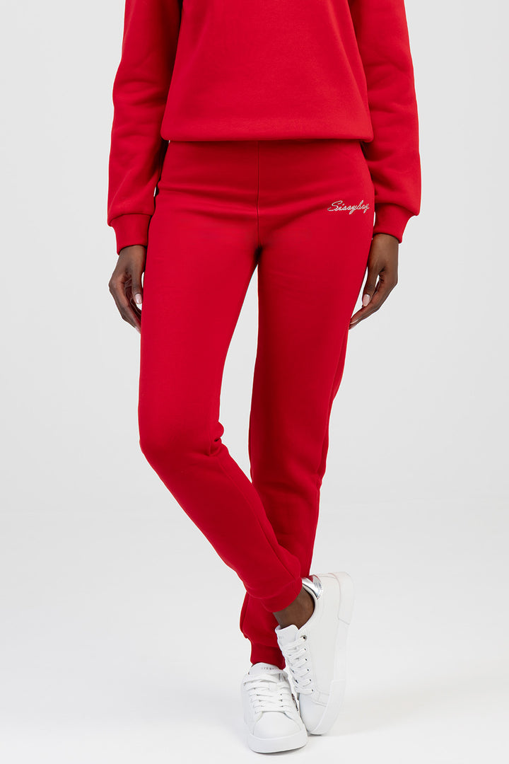 Shake It Up Sequin Detail Athleisure Tracksuit Pants - Red