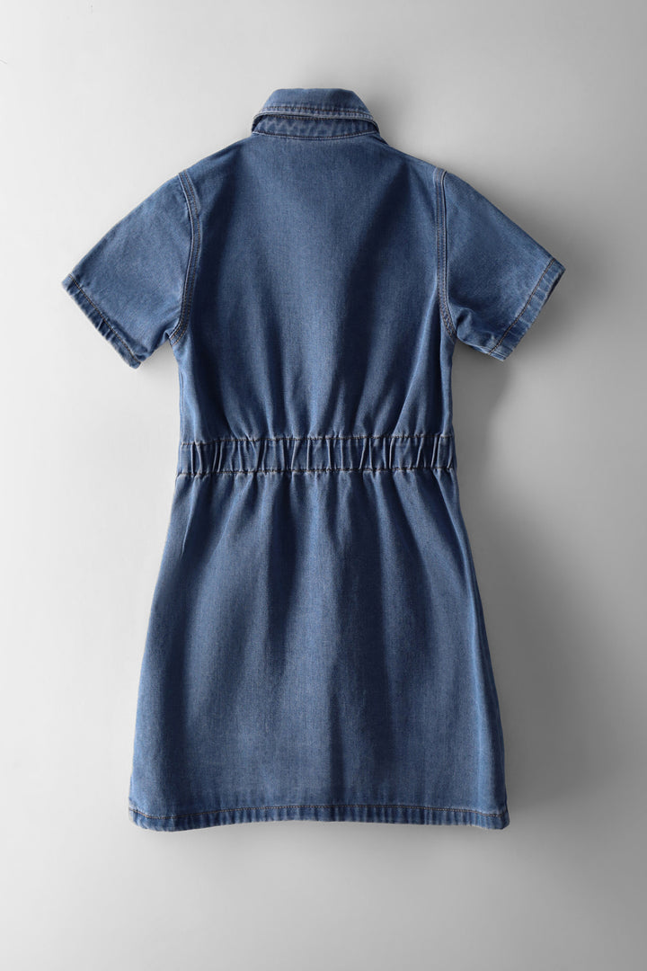 Girls Denim Dress - Mid Blue
