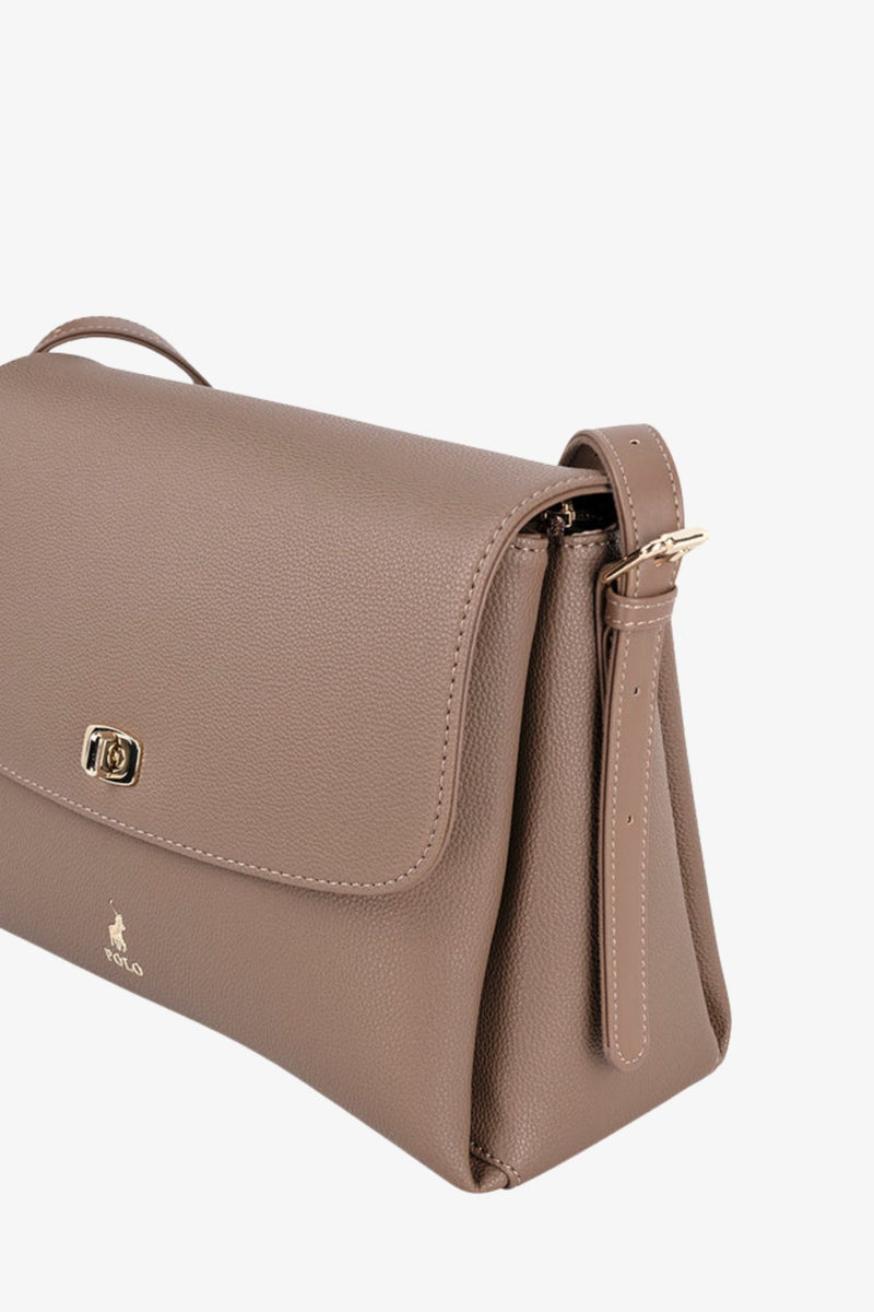 Lyon Flapover Bag - Taupe