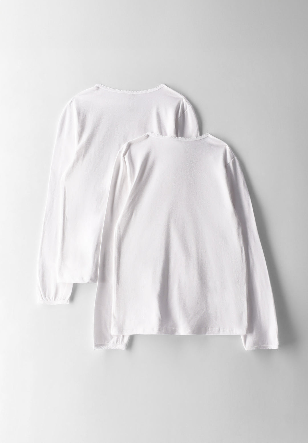 Girls 2 Pack Lycra Long Sleeve Vest - White