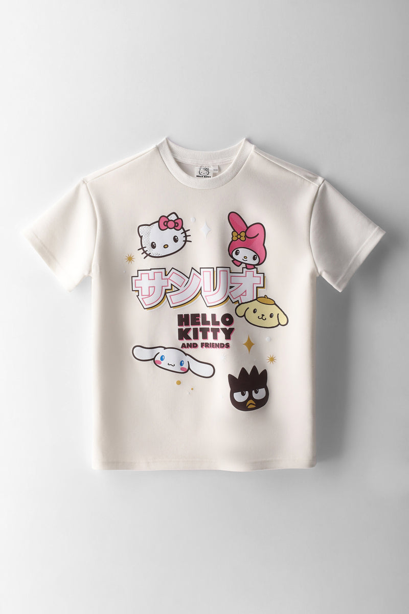 Girls Hello Kitty & Friends Oversize Tee - White