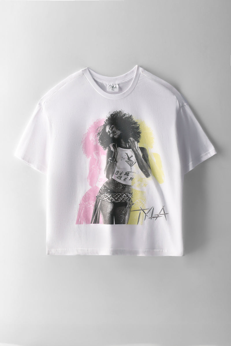 Girls Tyla Summer Oversized Tee - White