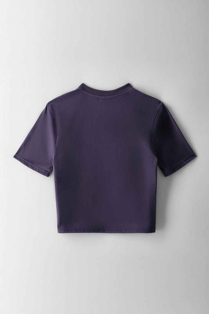 Girls Boxy Running Club Tee - Dark Purple