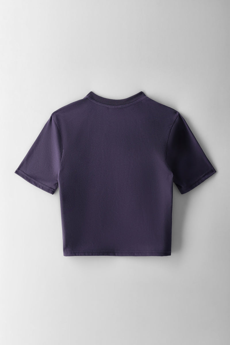 Girls Boxy Running Club Tee - Dark Purple