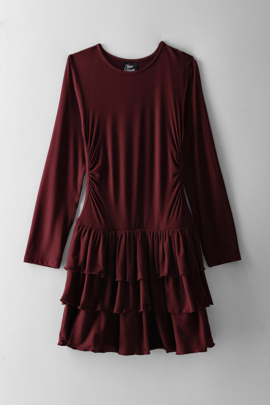 Girls Long Sleeve Rara Dress - Burgundy