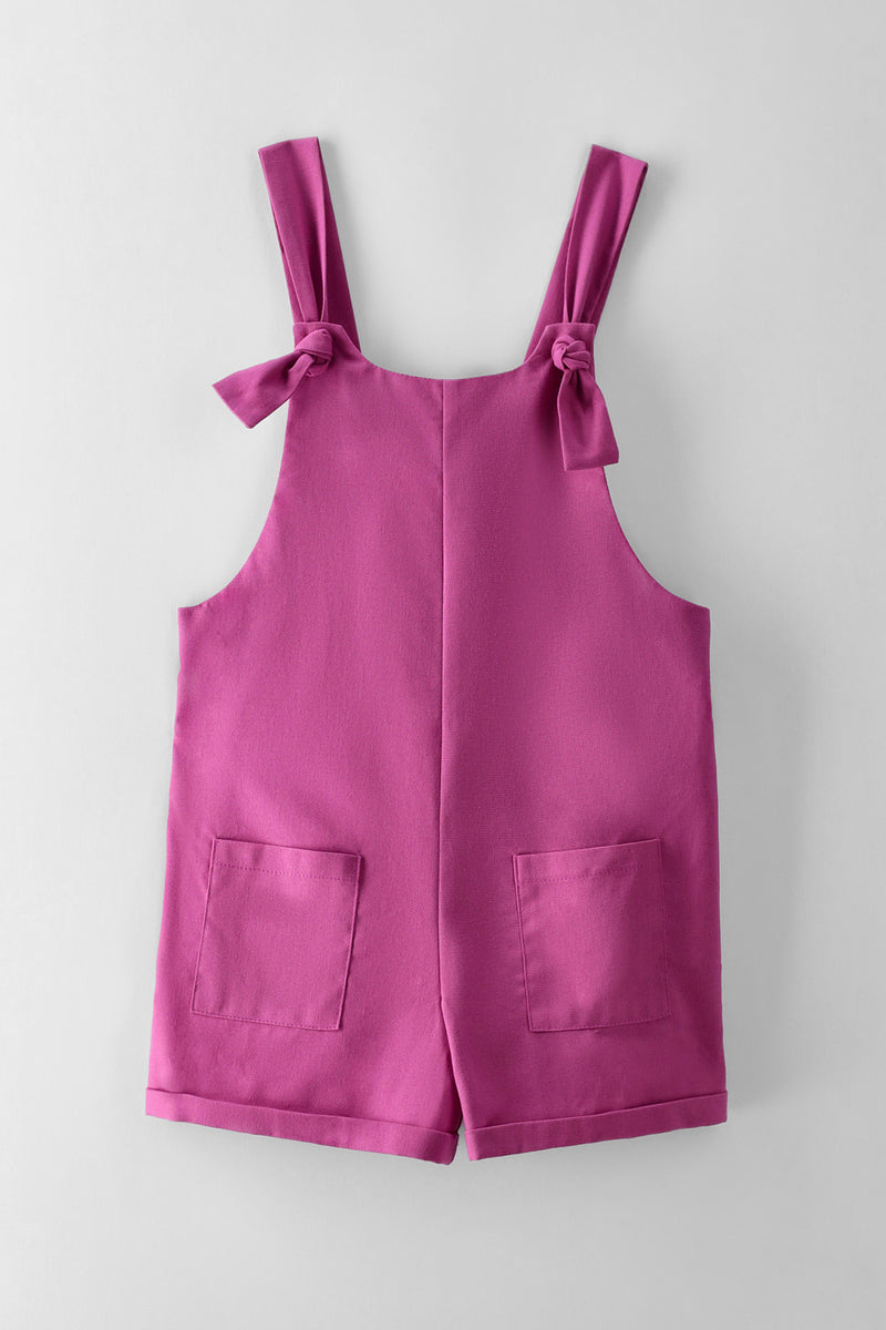 Girls Tie Detail Linen Jumpsuit - Mauve