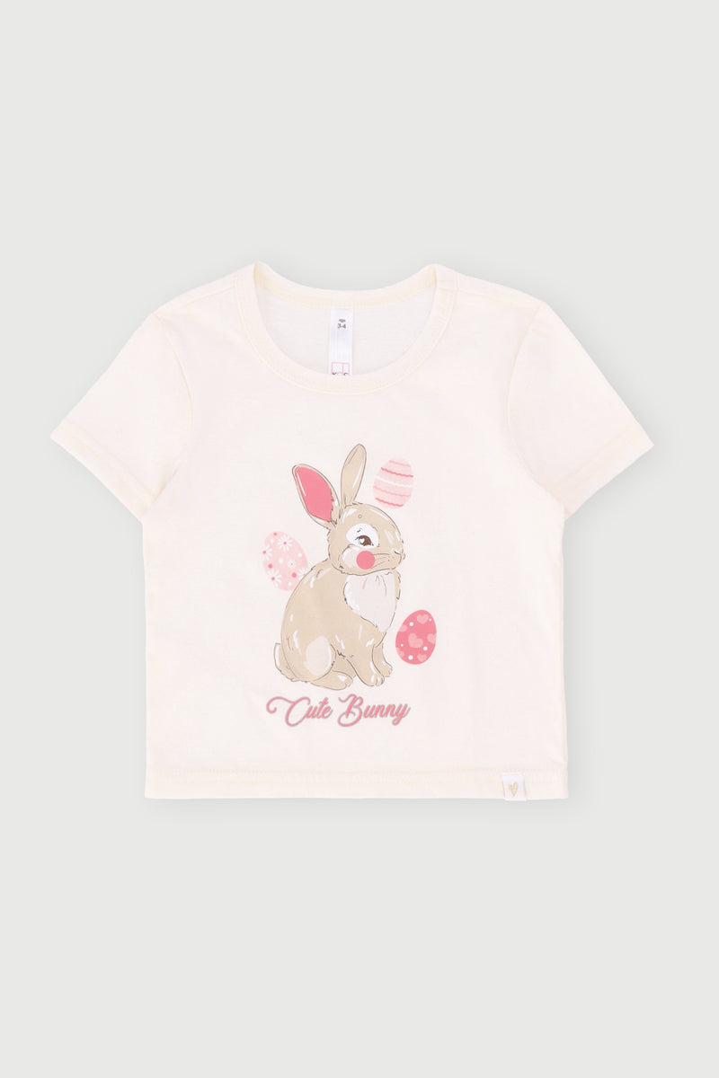 Pre Girls Easter Bunny Tee - Cream