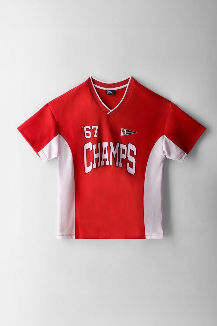 Boys Champs Mesh Oversized Sport T-Shirt - Red