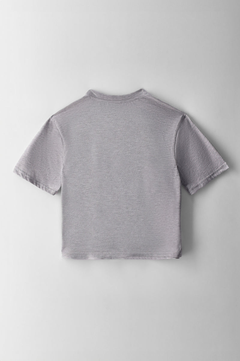Girls Text Me Later Boxy Tee - Grey Melange