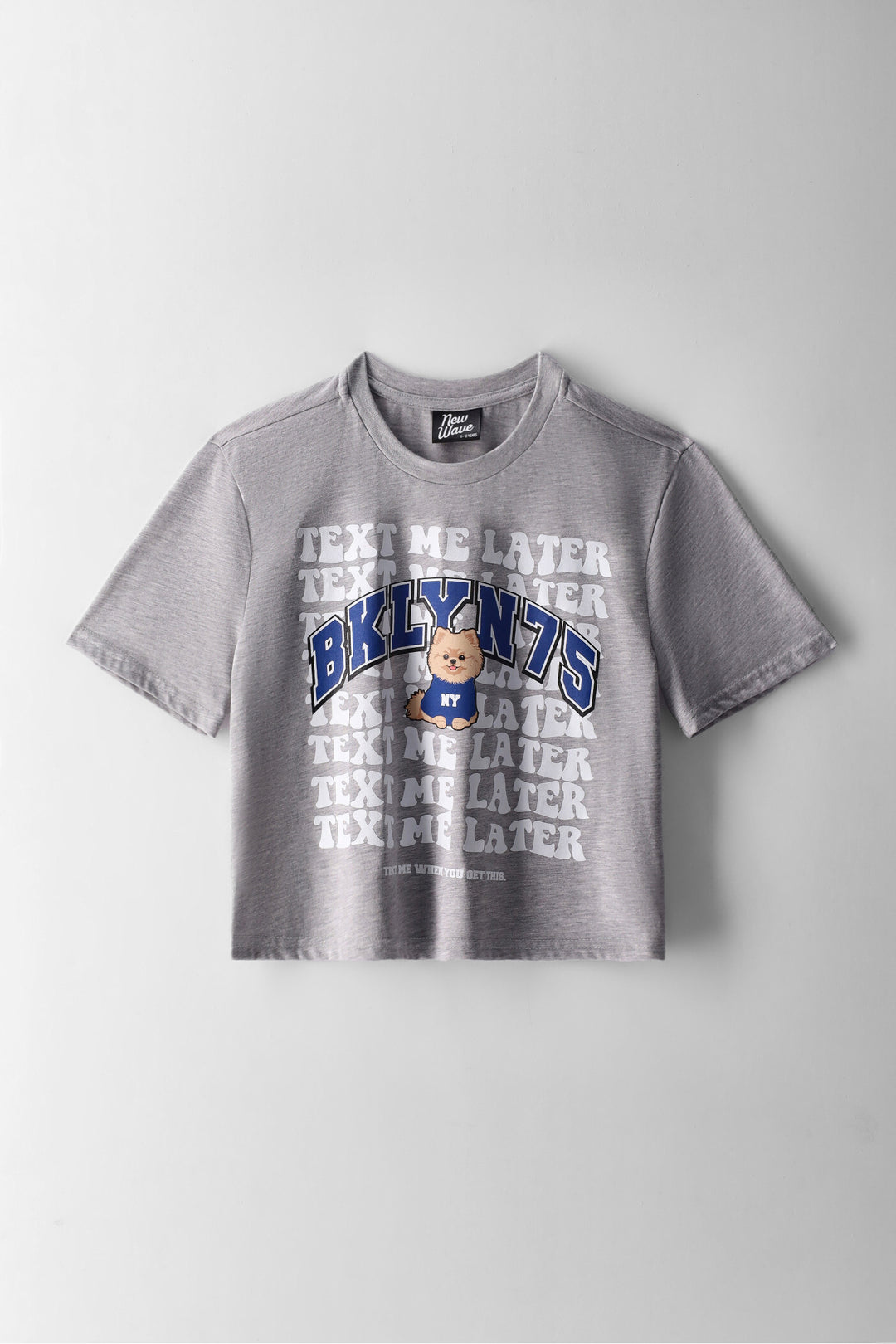 Girls Text Me Later Boxy Tee - Grey Melange