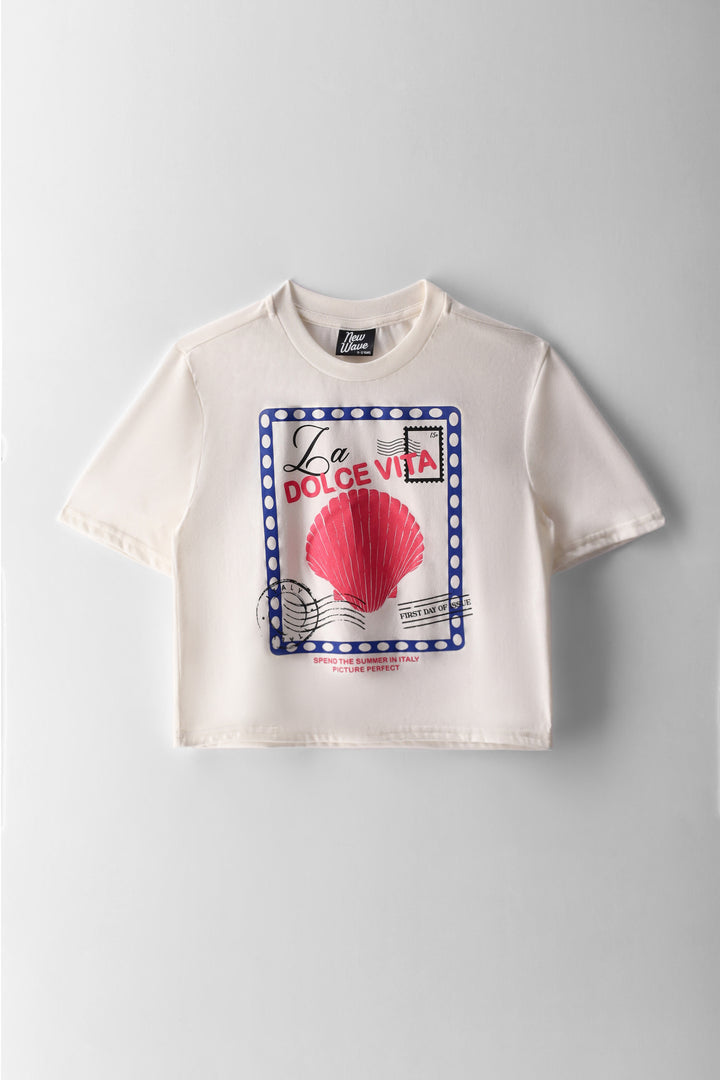 Girls La Dolce Vita Boxy Tee - White