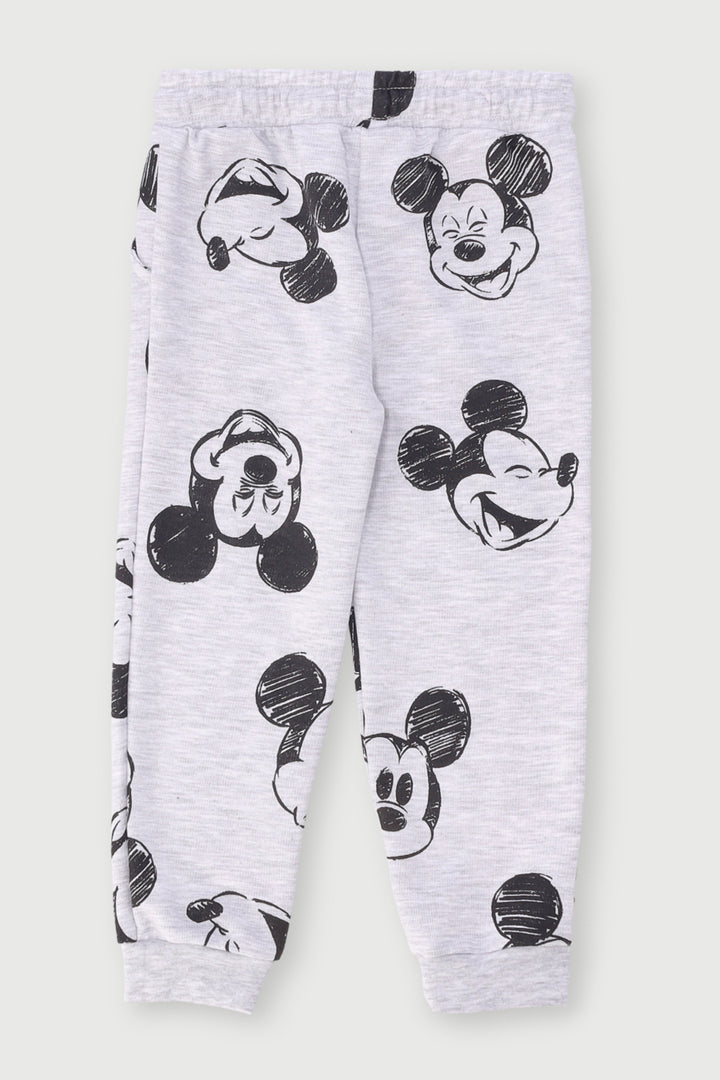 Pre-Boys Mickey Print Chenille Jogger - Grey Melange
